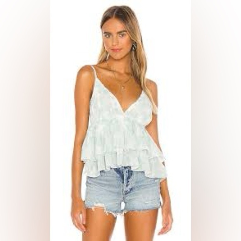 NWOT Lovers + Friends Blakely Ruffled Tank Top in Mint Medium